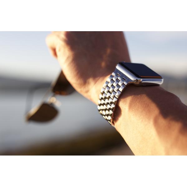 JUUK Locarno Steel Apple Watch Band for 42 42mm Brushed Silver CAVARATY
